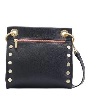Hammitt Tony Medium Black/Brushed Gold/Red Leather Studded Crossbody Bag
